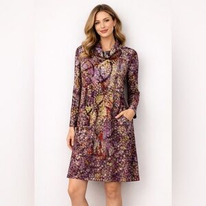 Urbanology Abstract Print Cowl Neck Dress | Size M | Made in Canada